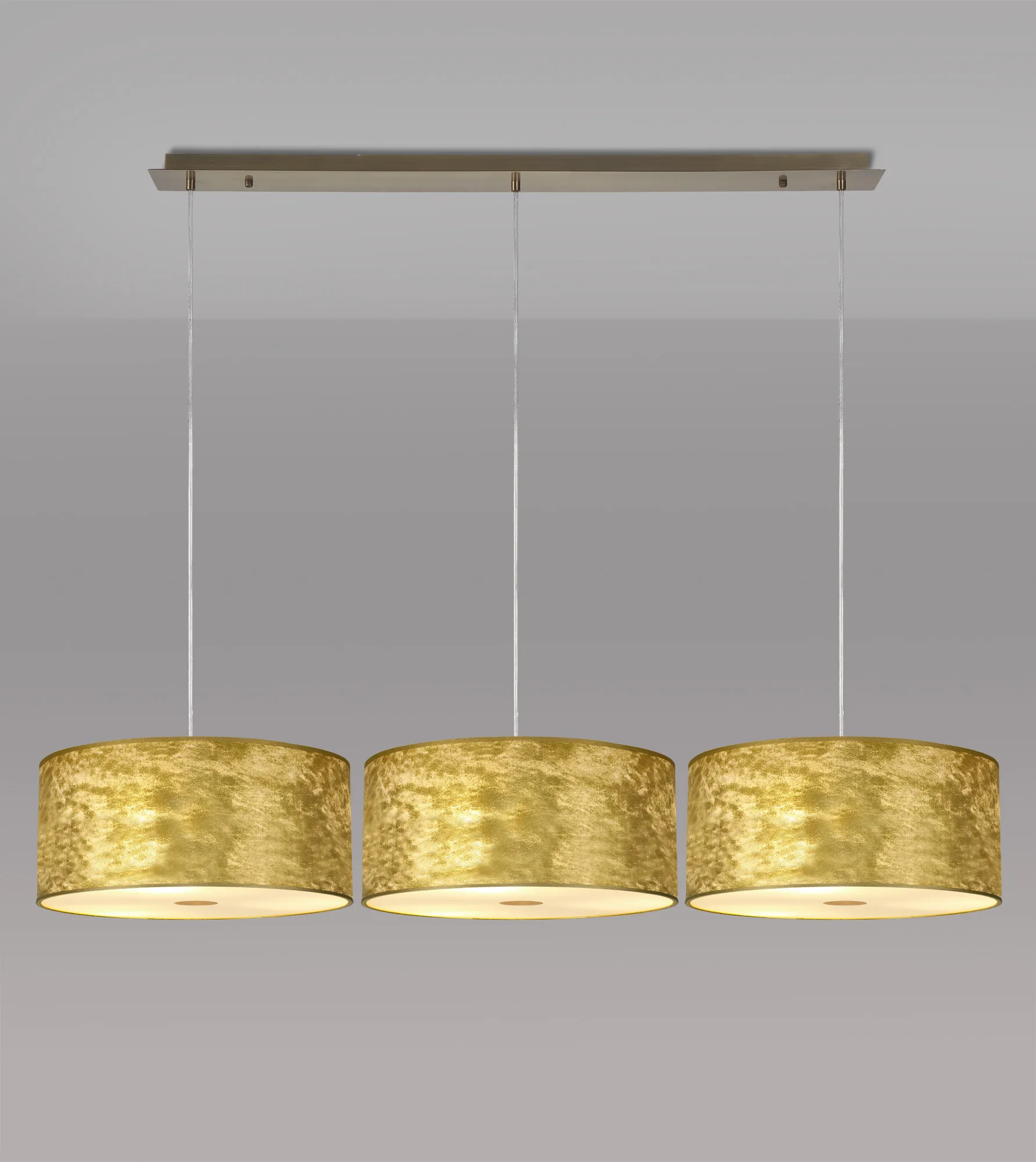 Baymont 40cm Shade 3 Light Pendant Antique Brass; Gold Leaf; Frosted Diffuser DK0840  Deco Baymont AB GL